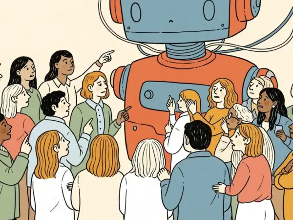 Editorial illustration for: More Than Half of US Says AI Likely to Harm Them, Poll Finds