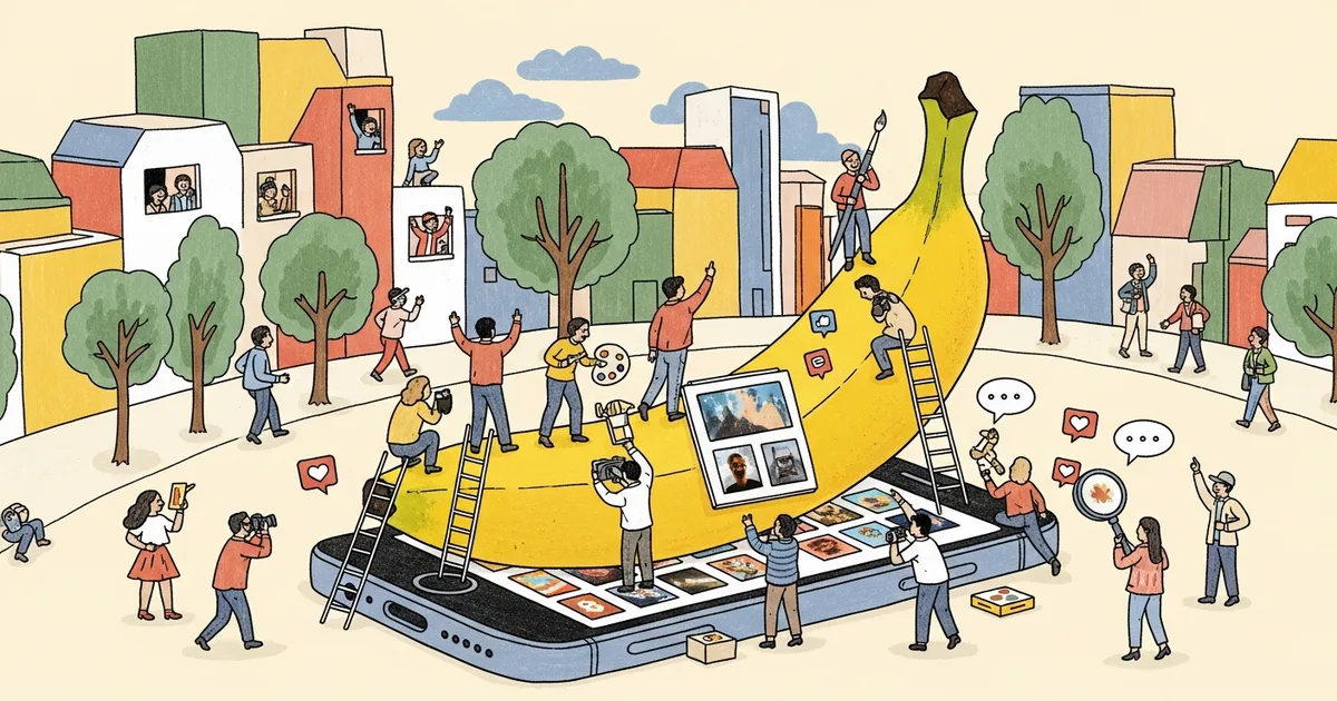 Editorial illustration for: Nano Banana AI Review 2026: The Viral AI Image App Taking Social Media by Storm