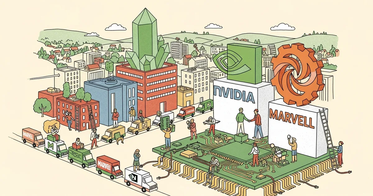 Editorial illustration for: Nvidia Invests $2 Billion in Marvell, Deepens Partnership