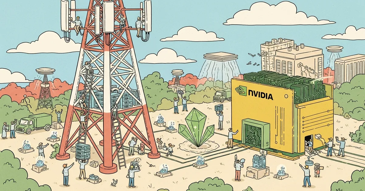 Editorial illustration for: NVIDIA and T-Mobile Partner to Deploy AI Agents at the 5G Network Edge