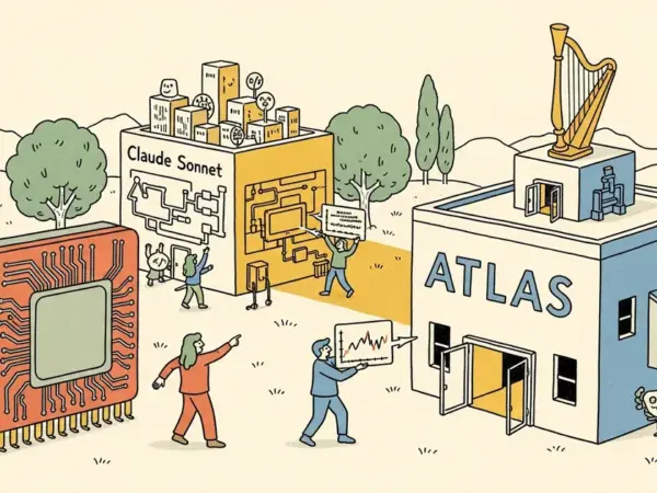 Editorial illustration for: Open-Source ATLAS System on a $500 GPU Outperforms Claude Sonnet on Coding Benchmarks