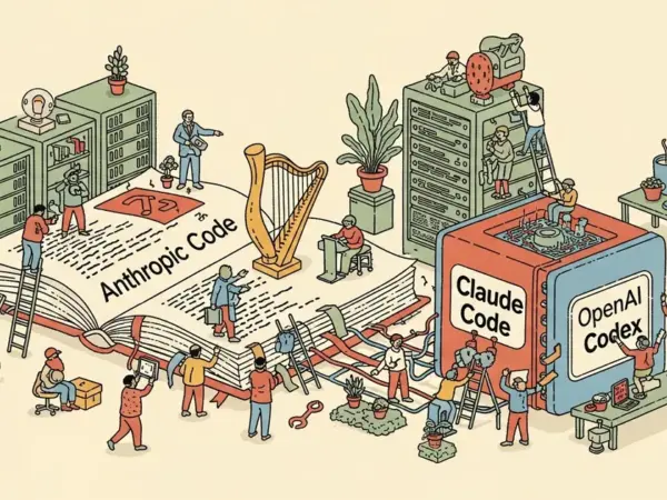 Editorial illustration for: OpenAI launches a Codex plugin that runs inside Anthropic's Claude Code