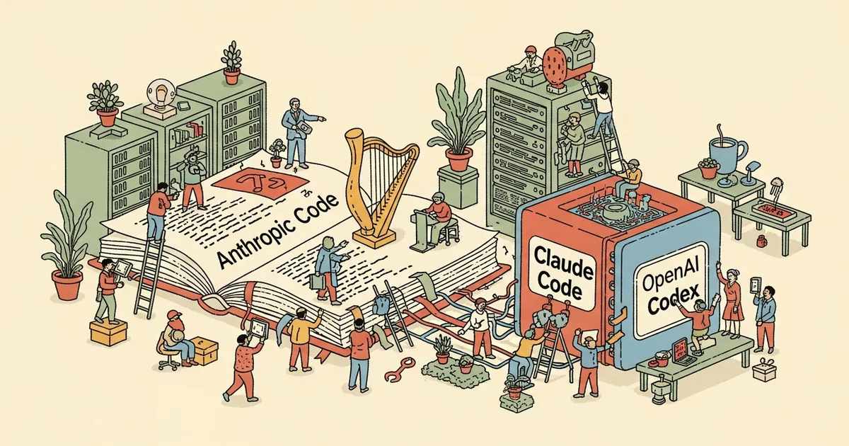 Editorial illustration for: OpenAI launches a Codex plugin that runs inside Anthropic's Claude Code