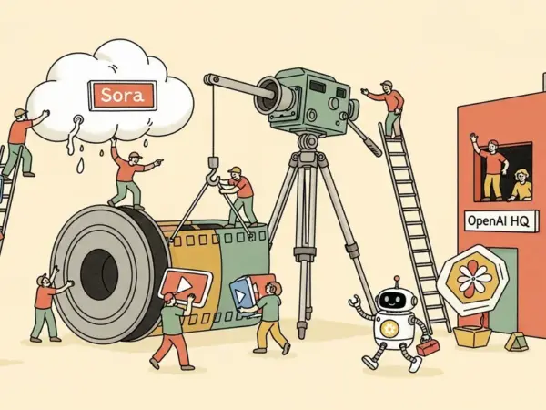 Editorial illustration for: OpenAI Shuts Down Sora Video Generation App Ahead of IPO