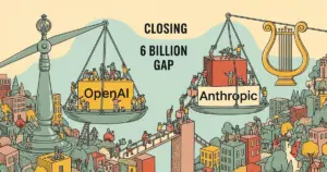 Editorial illustration for: OpenAI vs Anthropic: The $6 Billion Gap Is Closing Fast