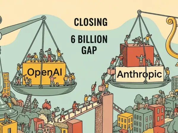 Editorial illustration for: OpenAI vs Anthropic: The $6 Billion Gap Is Closing Fast