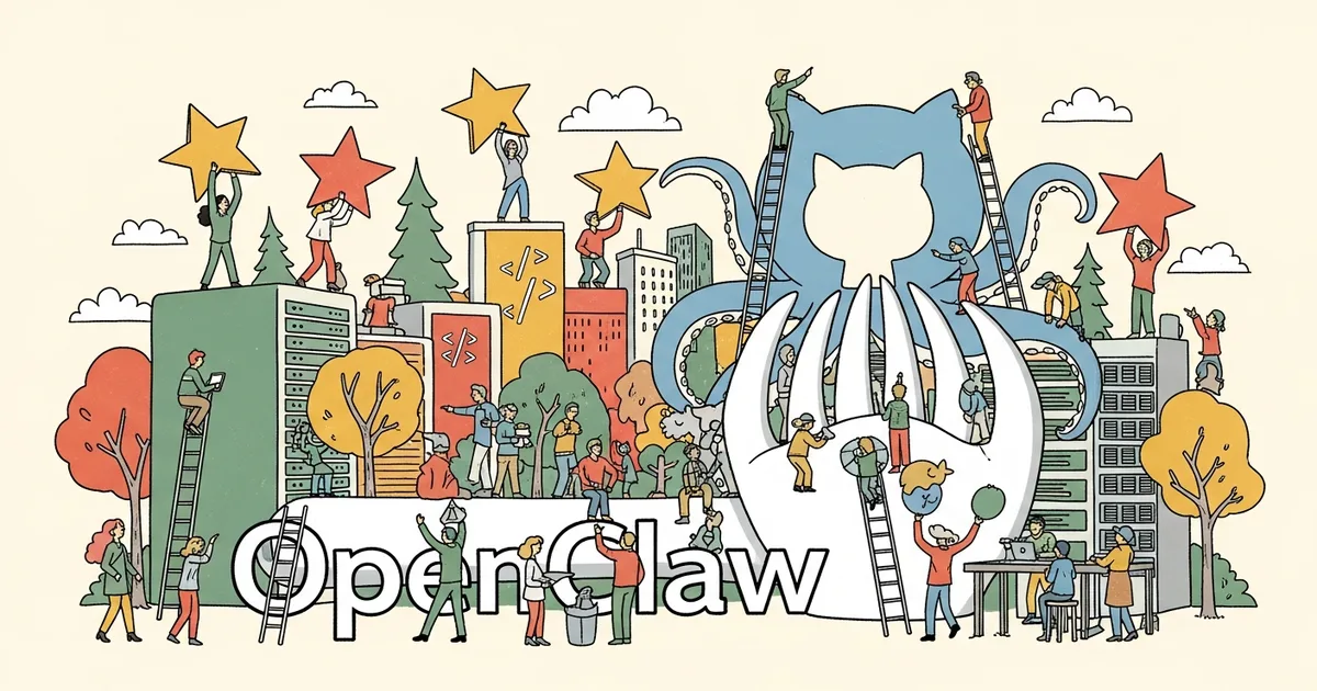 Editorial illustration for: OpenClaw Is the Most-Starred Project on GitHub. Here's What That Actually Means.