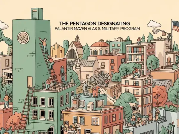 Editorial illustration for: Pentagon Designates Palantir Maven AI as Core US Military Program