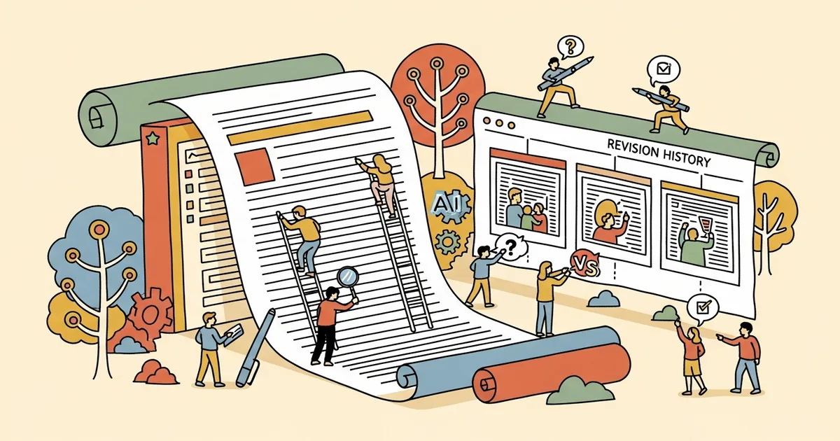 Editorial illustration for: Revise Launches AI-Powered Document Editor with Visual Revision History