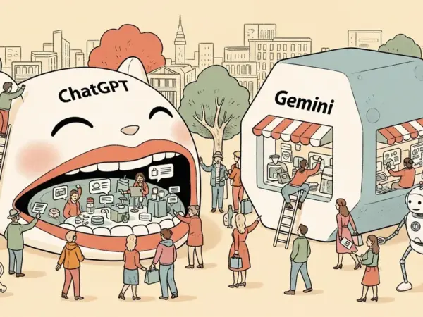 Editorial illustration for: Shopify Agentic Storefronts: How to Sell Inside ChatGPT and Gemini