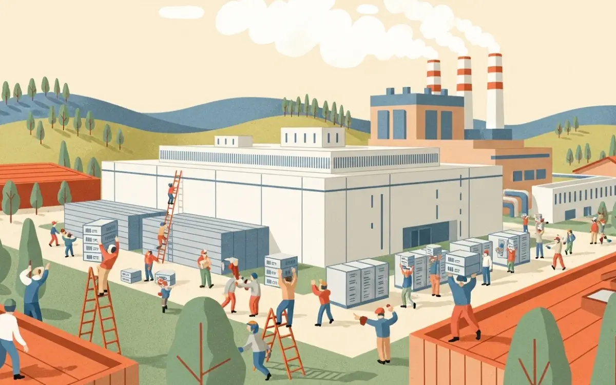 Editorial illustration for: SoftBank Plans 500 Billion AI Data Center in Ohio