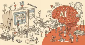 Editorial illustration for: The AI Revolution and The 90s Internet Boom