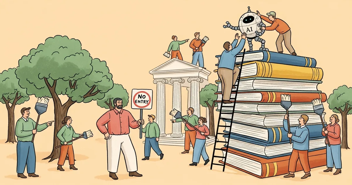 Editorial illustration for: Wikipedia Bans AI-Generated Content with Limited Exceptions