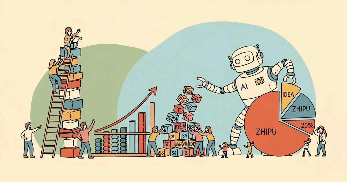 Editorial illustration for: Zhipu’s Losses Climb 60% on Fierce China AI Rivalry