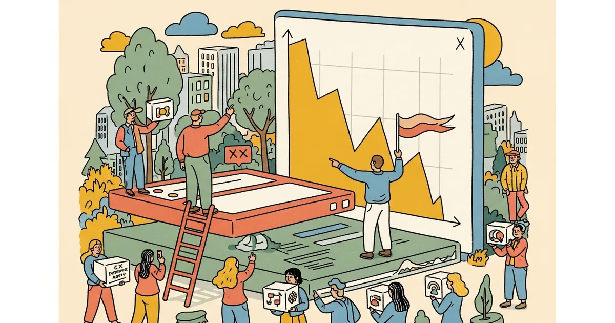 Editorial illustration for: Adobe Launches CX Enterprise Agent Platform Amid 30% Stock Drop