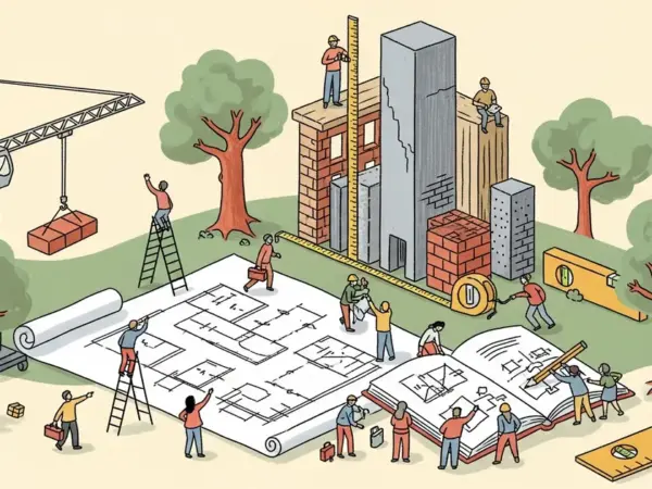 Editorial illustration for: AEC-Bench: A Multimodal Benchmark for Agentic Systems in Architecture, Engineering, and Construct