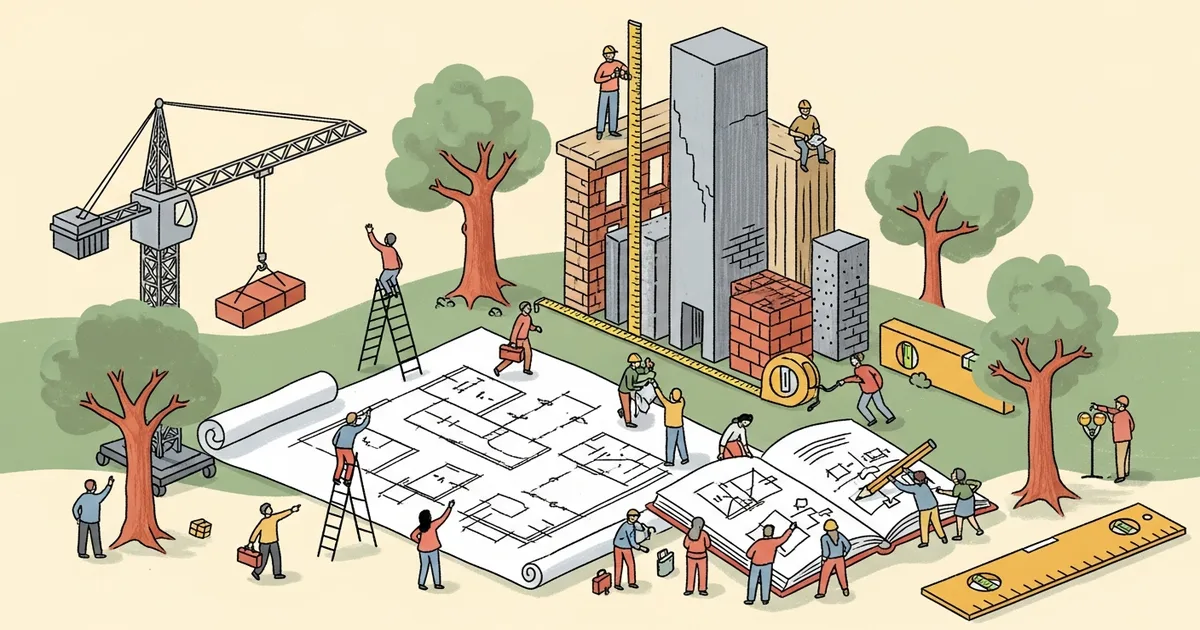 Editorial illustration for: AEC-Bench: A Multimodal Benchmark for Agentic Systems in Architecture, Engineering, and Construct