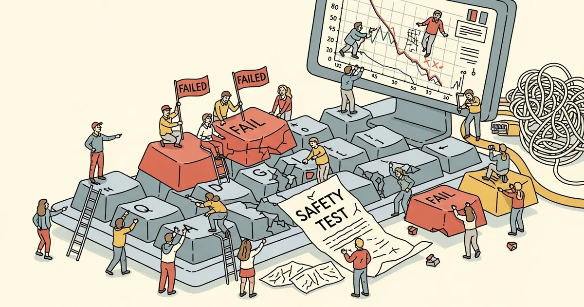 Editorial illustration for: AgentHazard Benchmark Finds Computer-Use Agents Fail Safety Tests at High Rates