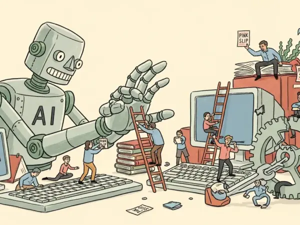 Editorial illustration for: The New York Times Says 'Agentic' AI Is Just an Excuse to Fire People