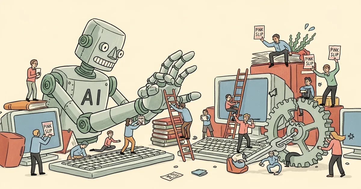 Editorial illustration for: The New York Times Says 'Agentic' AI Is Just an Excuse to Fire People