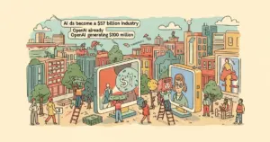 Editorial illustration for: AI Ads Just Became a $57 Billion Industry — And OpenAI Is Already Making $100M