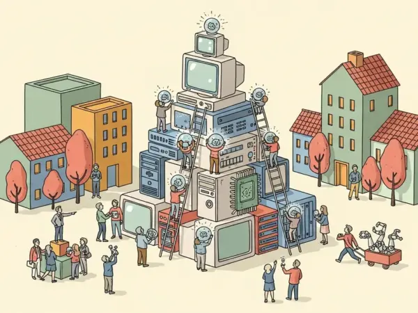 Editorial illustration for: AI Agents Spontaneously Form Social Hierarchies, Research Finds