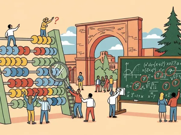 Editorial illustration for: A Popular AI Math Benchmark Has a 42% Error Rate — Stanford Says Every AI Score You See Is Suspec