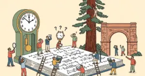 Editorial illustration for: AI Solves PhD Physics But Fails Clock Reading at 8.9% Accuracy [Stanford]