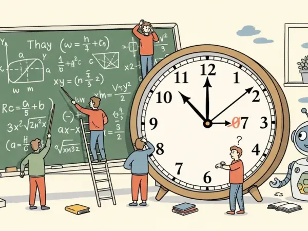 Editorial illustration for: GPT-5.4 Solves PhD Physics But Fails Clock Reading: AI's Jagged Intelligence