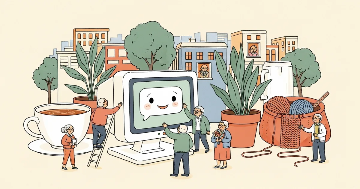 Editorial illustration for: AI Chatbot Companies Found a $2 Billion Market Nobody Expected — Lonely Elderly People