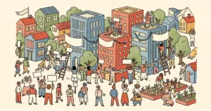 Editorial illustration for: Communities Are Fighting Back Against AI Data Centers Moving Into Their Neighborhoods