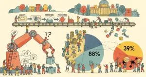 Editorial illustration for: 88% of Companies Use AI — But Only 39% Have It Actually Working in Production [MIT Sloan 2026 Dat