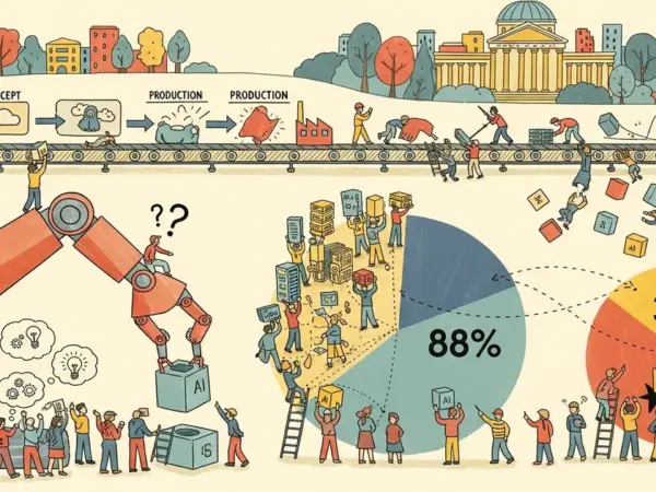 Editorial illustration for: 88% of Companies Use AI — But Only 39% Have It Actually Working in Production [MIT Sloan 2026 Dat