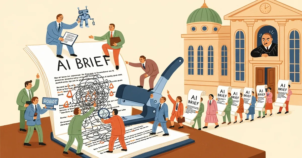 Editorial illustration for: Courts Keep Punishing Lawyers for Fake AI Briefs — But Lawyers Won't Stop