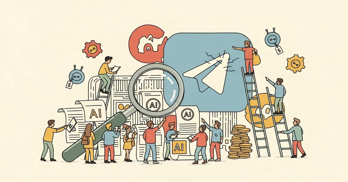 Editorial illustration for: AI Forensics Documents Monetized Nudifying Bot Ecosystem on Telegram