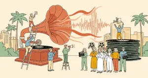 Editorial illustration for: An AI Music Artist Just Released a Video Telling Critics to Shut Up — Hollywood Is Panicking
