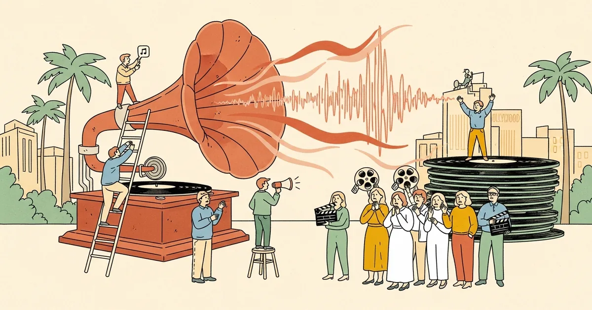 Editorial illustration for: An AI Music Artist Just Released a Video Telling Critics to Shut Up — Hollywood Is Panicking