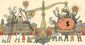 Editorial illustration for: Hospitals and Insurers Are Both Using AI to Win Billing Wars — Patients Are in the Middle