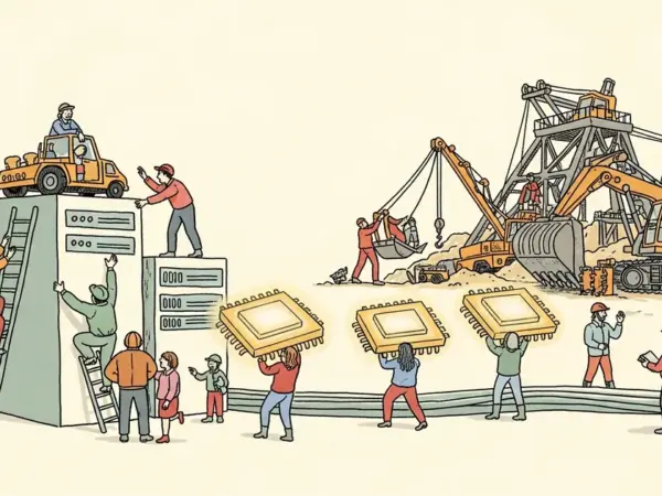 Editorial illustration for: AI Infrastructure Buildout Deepens US Copper Gap as Rio Tinto Mine Stalls