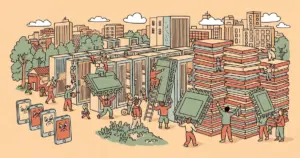 Editorial illustration for: AI Is Making Your Next Phone More Expensive — Data Centers Are Hoarding All the Memory Chips