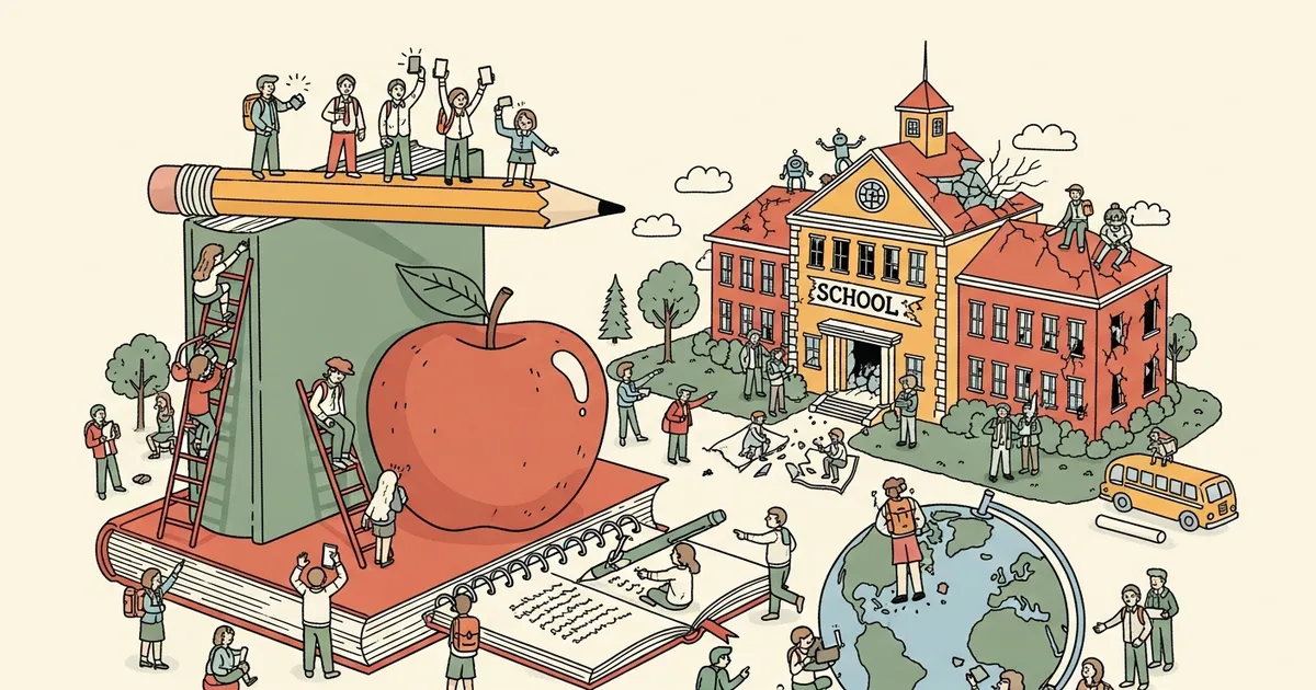 Editorial illustration for: Schools Are Obsessed With AI Cheating — They're Missing the Real Crisis Already Here