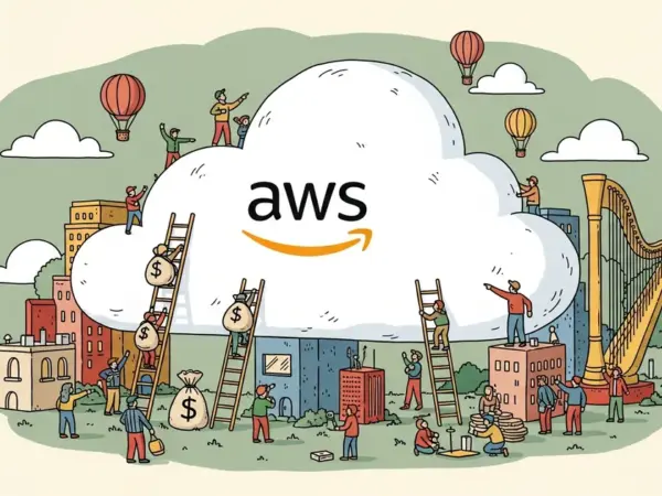 Editorial illustration for: Amazon Adds $5B to Anthropic Investment as Startup Commits $100B in AWS Cloud Spending