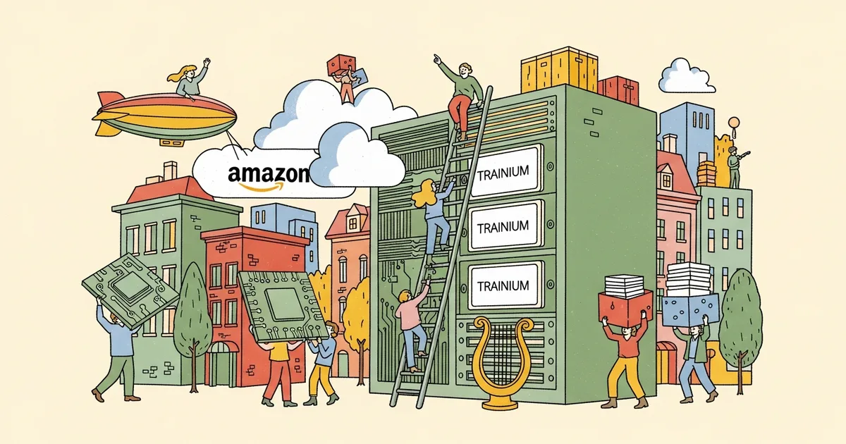 Editorial illustration for: Amazon's $9 Billion Anthropic Bet: Trainium Chips Are the Real Prize