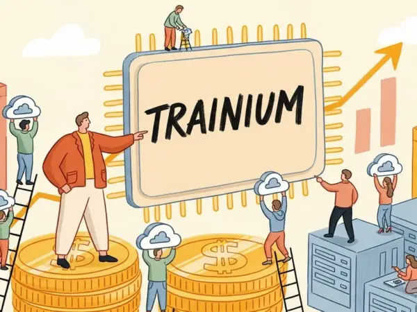 Editorial illustration for: Amazon CEO Jassy Defends $200B Capex, Touts Trainium as Nvidia Alternative