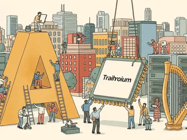 Editorial illustration for: Amazon Plans $25 Billion Anthropic Investment Tied to Trainium Chip Adoption