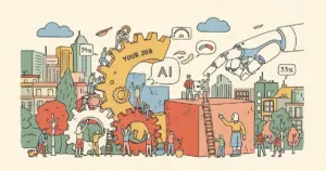 Editorial illustration for: AI Can Theoretically Do 94% of Your Job — But It's Only Doing 33%. The Gap Is Closing Fast.