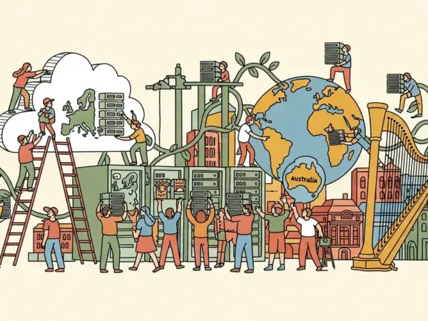 Editorial illustration for: Anthropic Hires First International Data Center Team in Europe and Australia