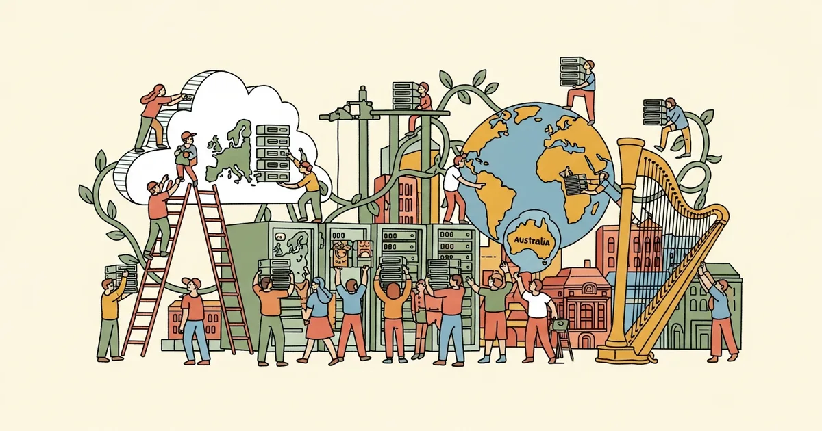 Editorial illustration for: Anthropic Hires First International Data Center Team in Europe and Australia