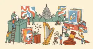 Editorial illustration for: Anthropic Launches Political Action Committee Ahead of 2026 Midterm Elections