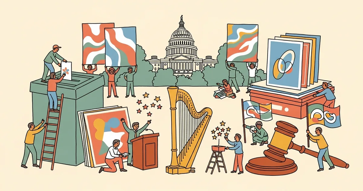 Editorial illustration for: Anthropic Launches Political Action Committee Ahead of 2026 Midterm Elections